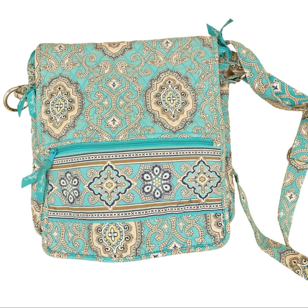 Vera Bradley Retired Totally Turk Aqua and Beige Crossbody Bag